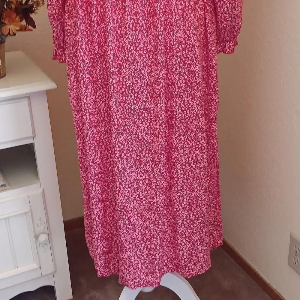 Kancy Kole Red and White Mini Floral Midi Dress